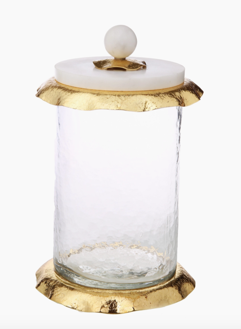 Gold Ruffle & Marble Glass Canister