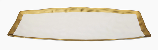 White & Gold Rim Oblong Tray