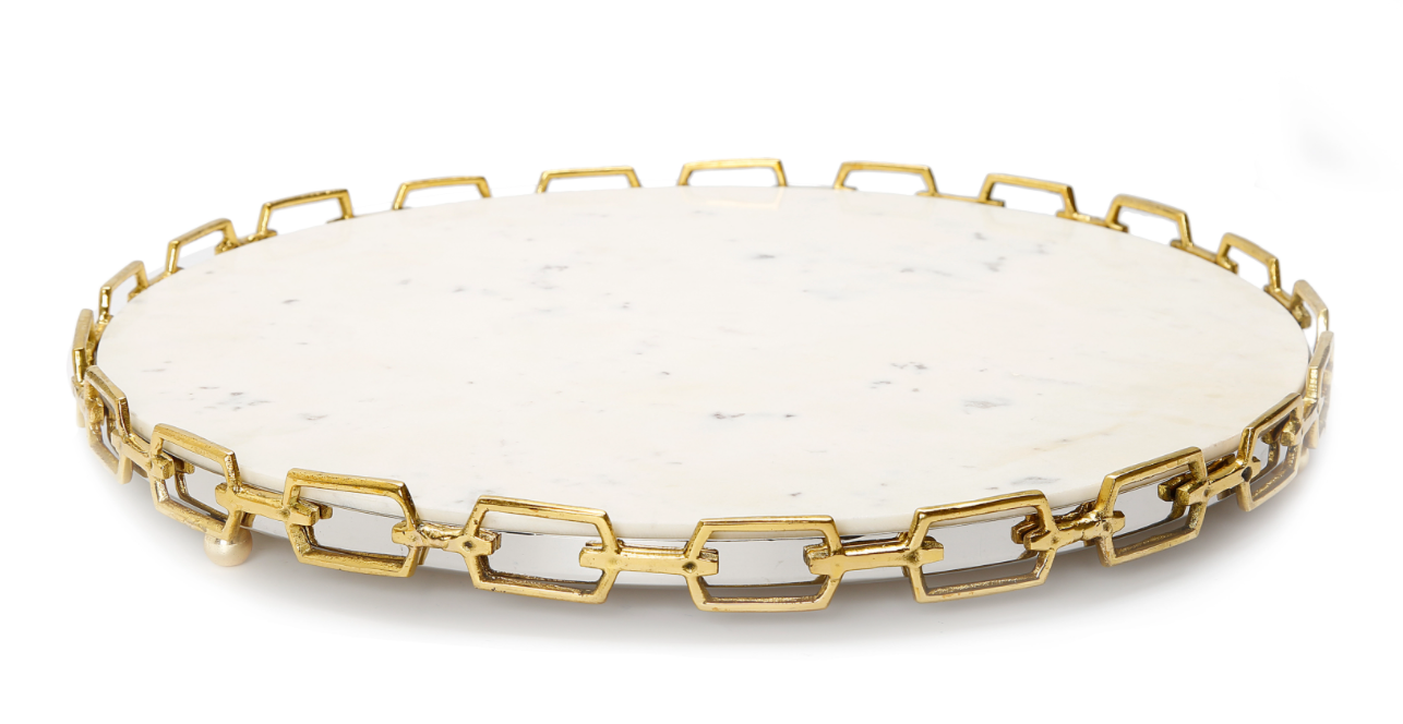Gold Chain & White Round Platter