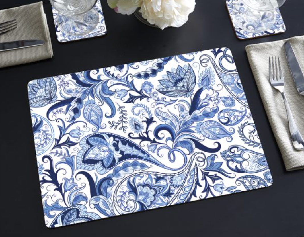 Blue Paisley Hardboard Placemat