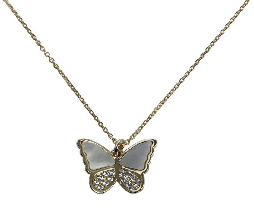 Butterfly CZ & Mother of Pearl Necklace