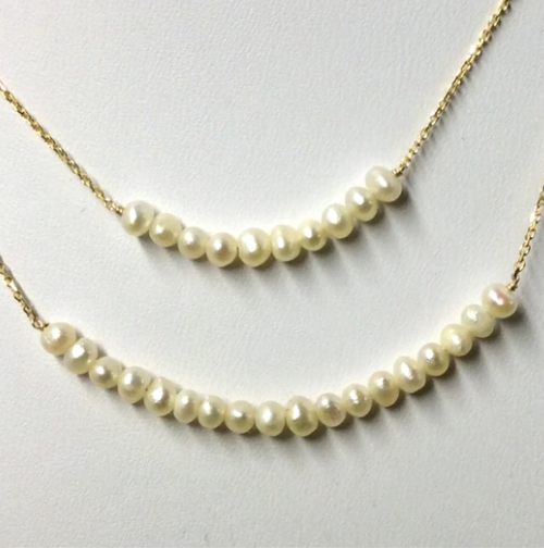 Double Pearl Bar Necklace