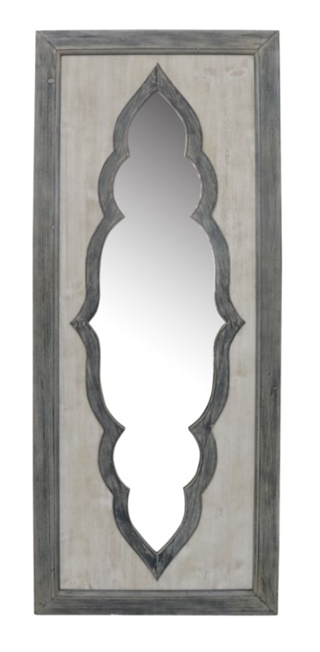 Grey & Cream Wood Panel with Shaped Mirror