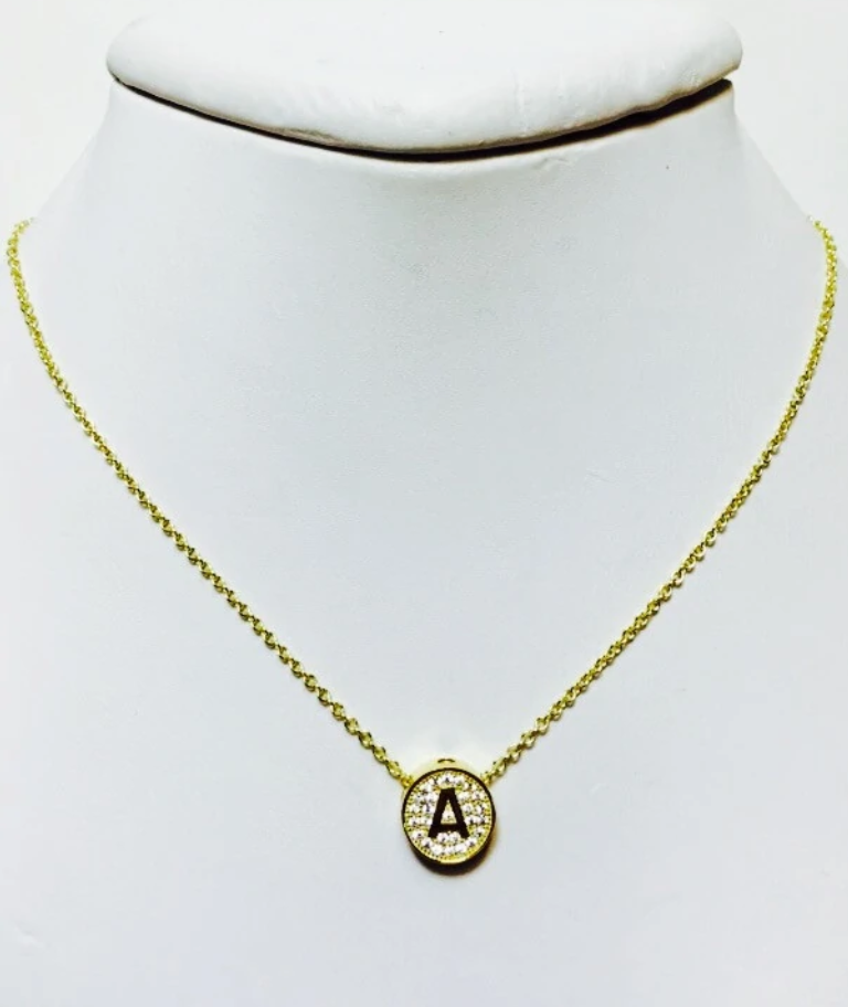 CZ Circle Initial Necklace