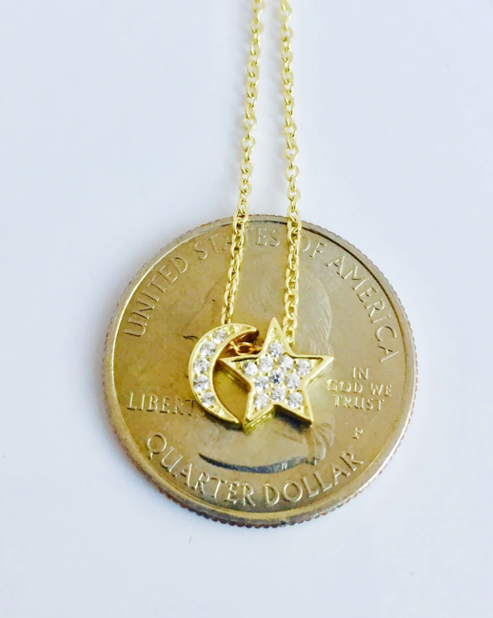 CZ Moon & Star Necklace