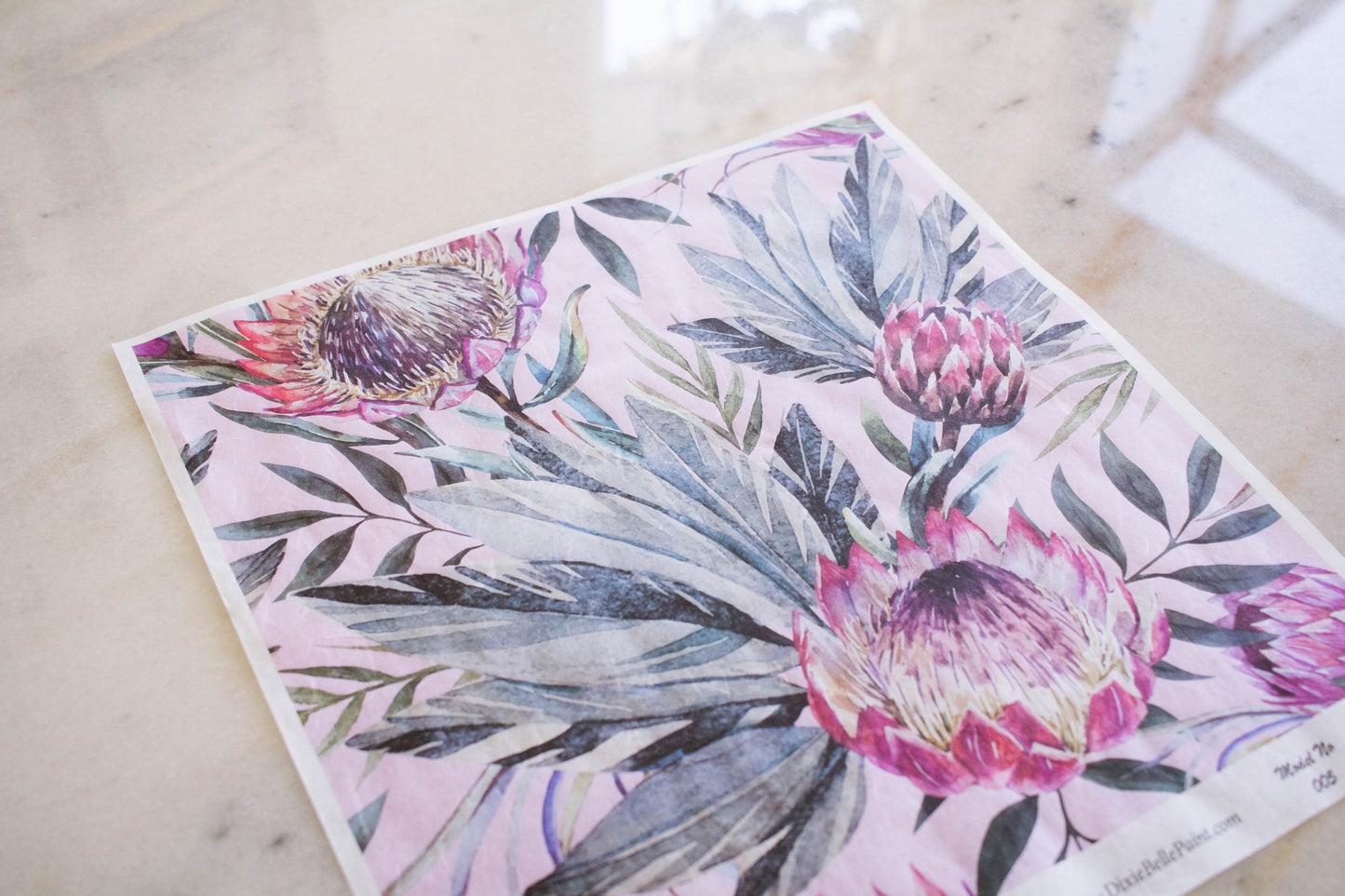 Rice Decoupage Paper, Tropical on Pink