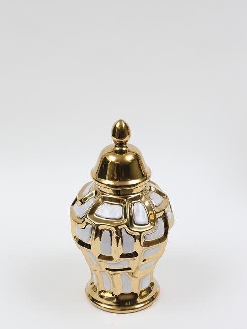 Ginger Jar White and Gold Small