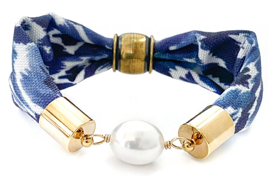 Blue Indigo Pearl Crew Cuff Bracelet
