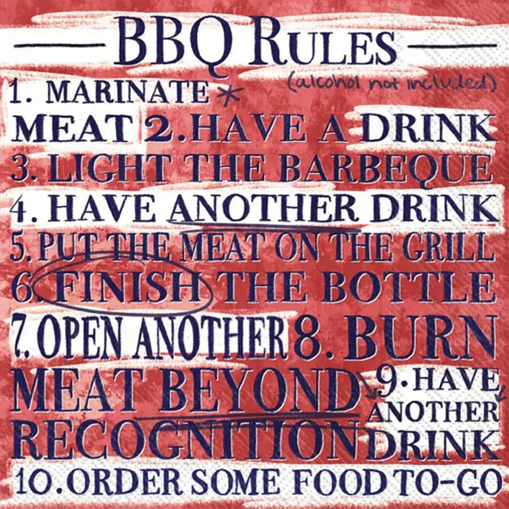 Cocktail Napkins BBQ Rules