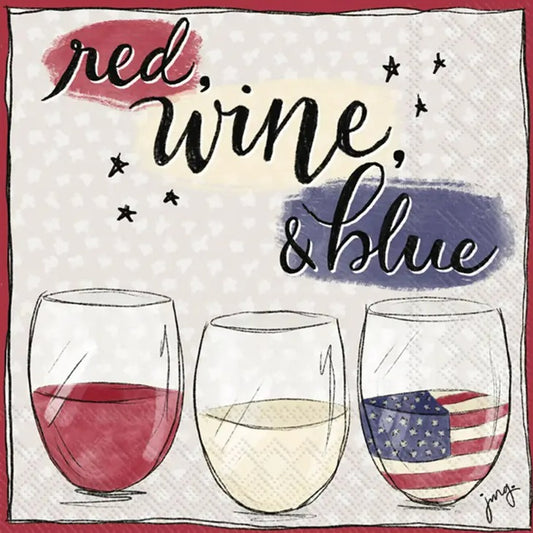 Cocktail Napkins Red, Wine and Blue