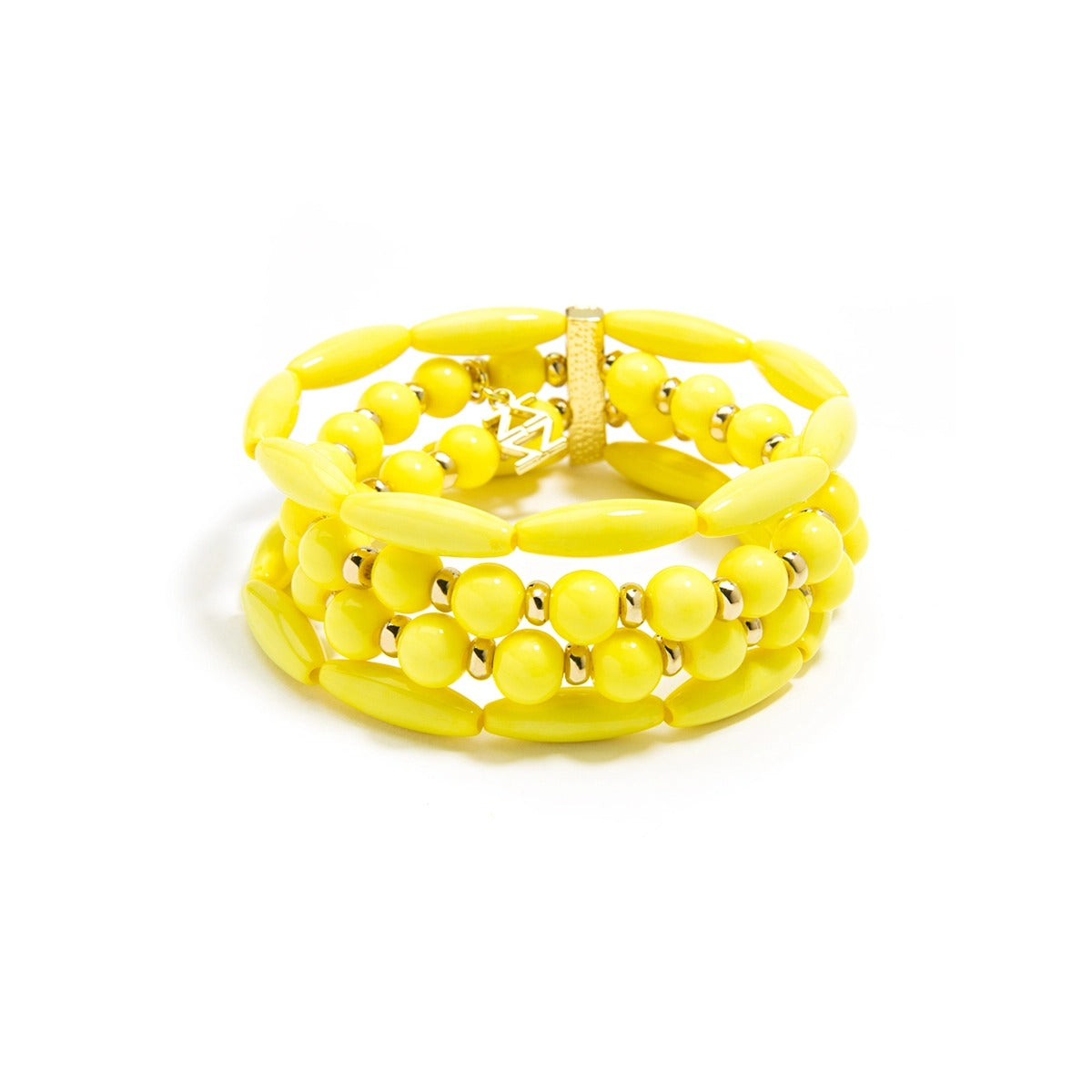Bracelet Stack Beaded Multi Strand Yellow
