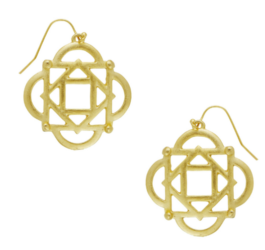 Earrings Drop Cut-Out Wire Curved Gold