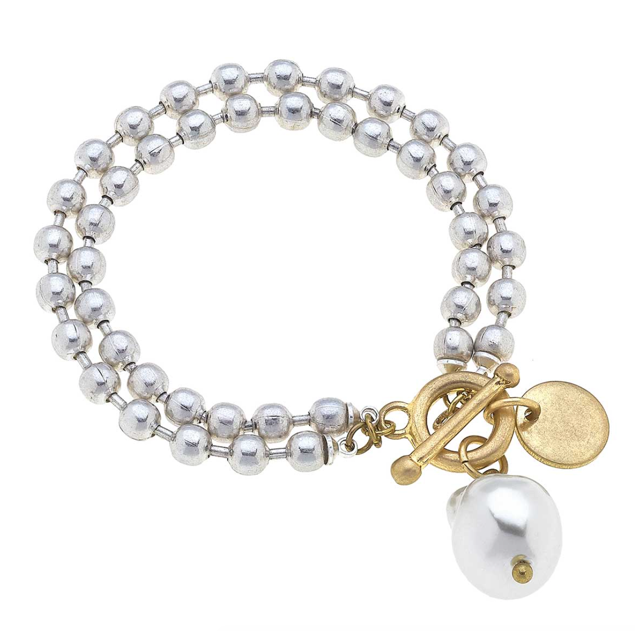 Delaine Pearl Layered T-Bar Bracelet