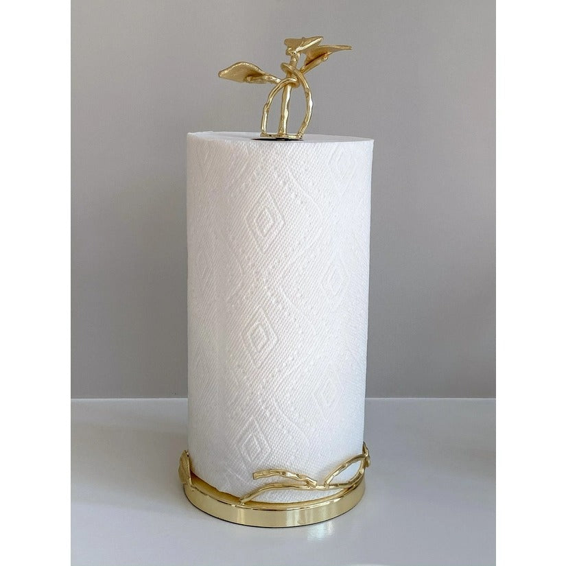 Stainless Steel Paper Towel Holder with Gold Leaf
