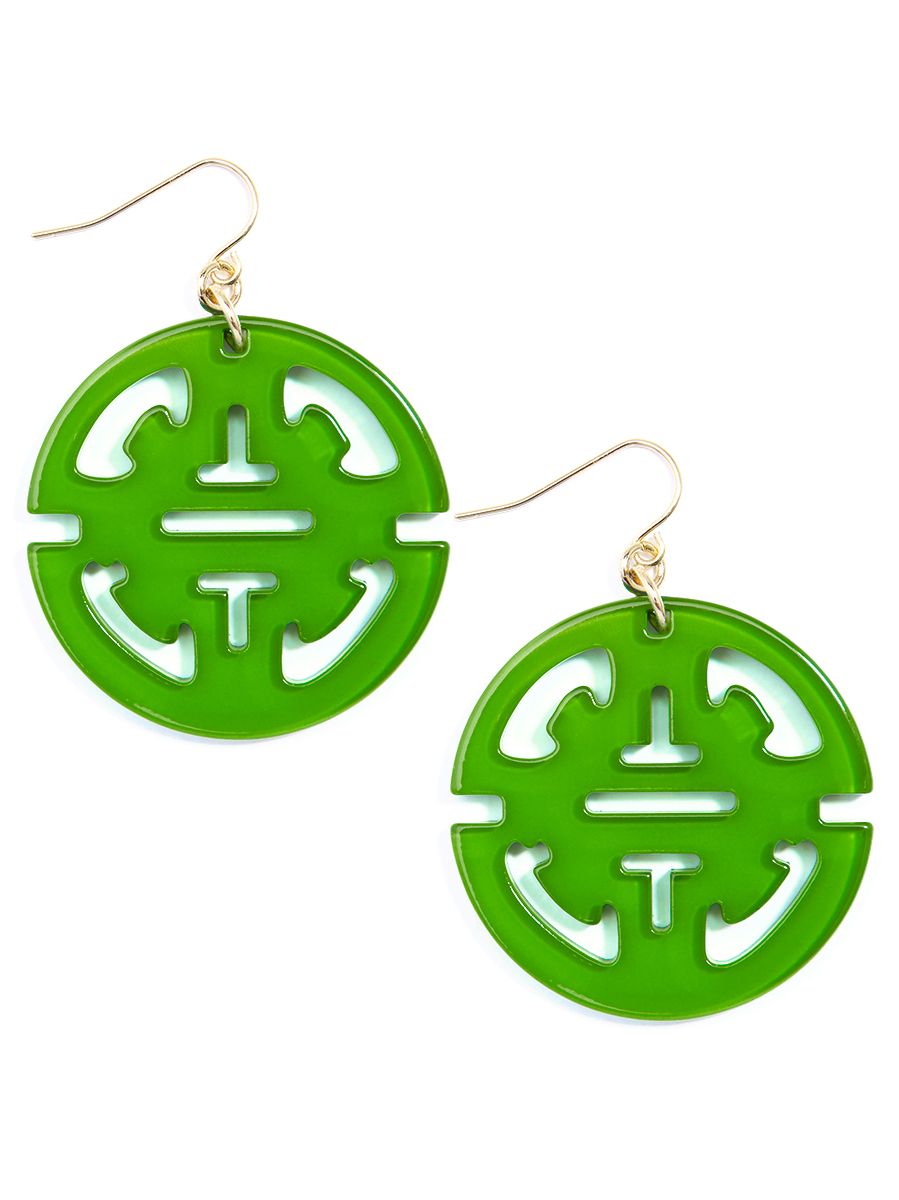 Earrings Traveling Resin Pendant Green