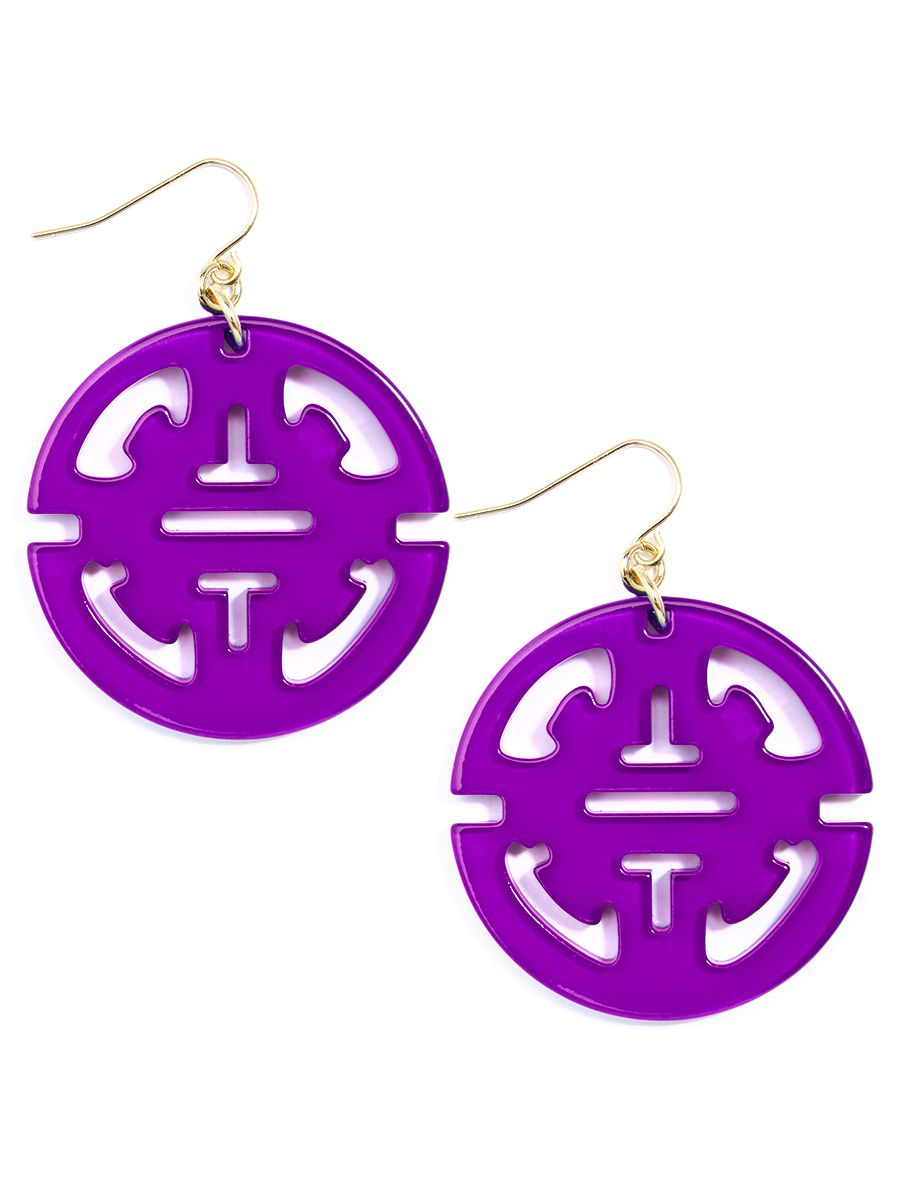 Earrings Traveling Resin Pendant Purple