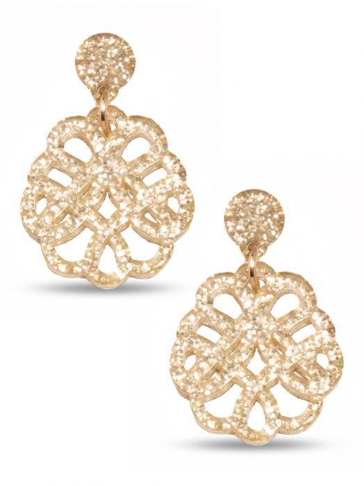Earrings Web Resin Gold Glitter