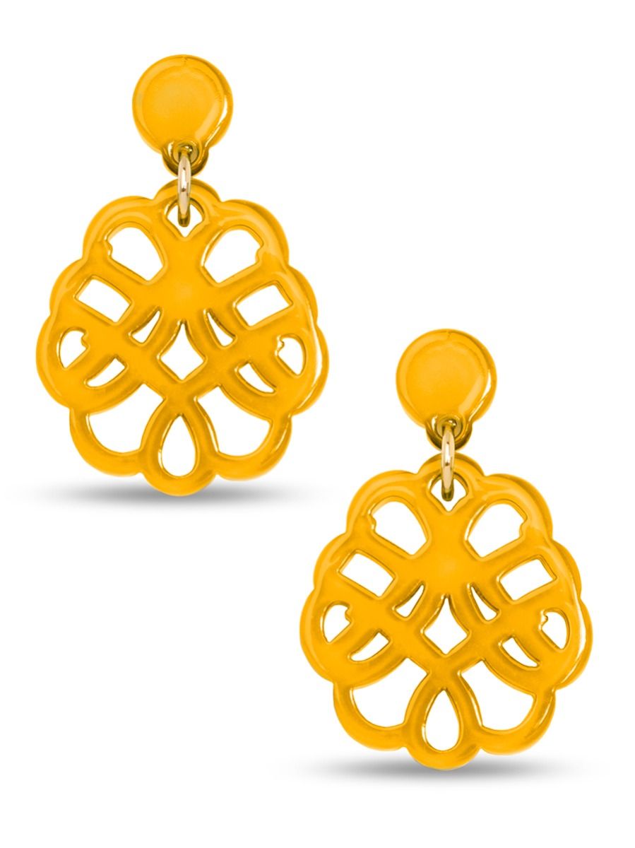 Earrings Web Resin Honey Yellow