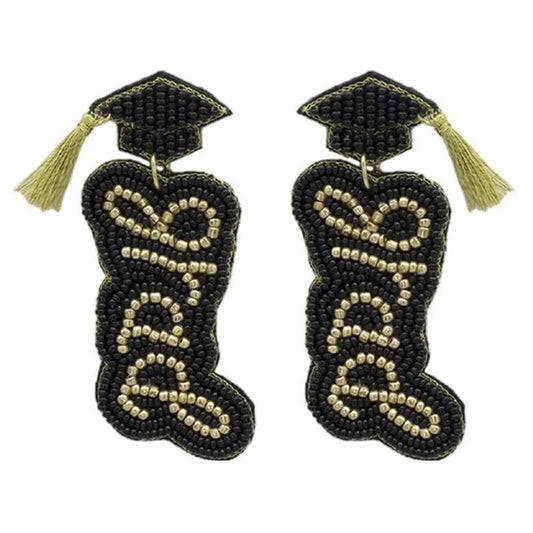 Earrings Graduation Hat Beaded with Tassel