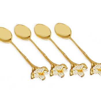 Gold Flower Dessert Spoon