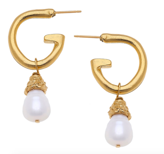 Earrings Drop Freshwater Pearl & Gold