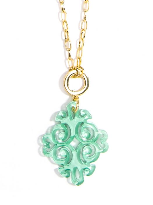 Necklace Pendant Blossom Mint Green
