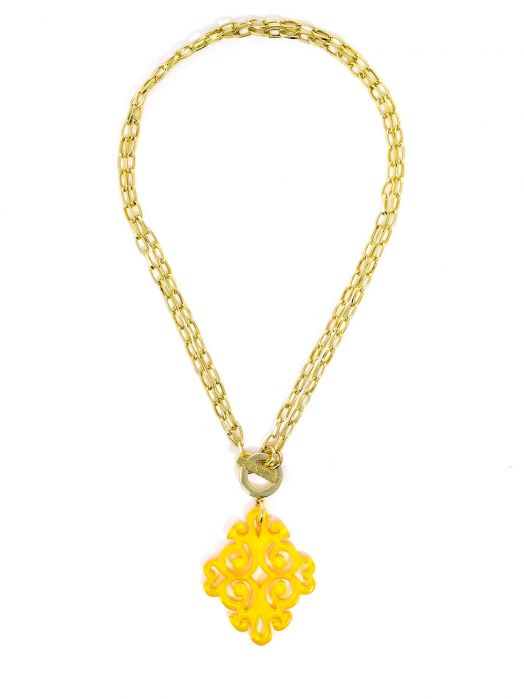 Necklace Pendant Blossom Yellow