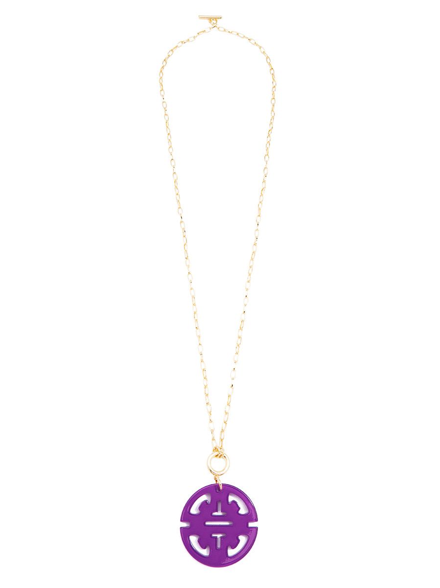 Necklace Traveling Resin Pendant Purple