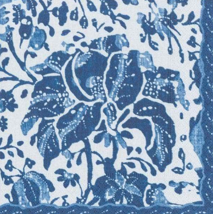 Cocktail Napkins Plantation Print Indigo