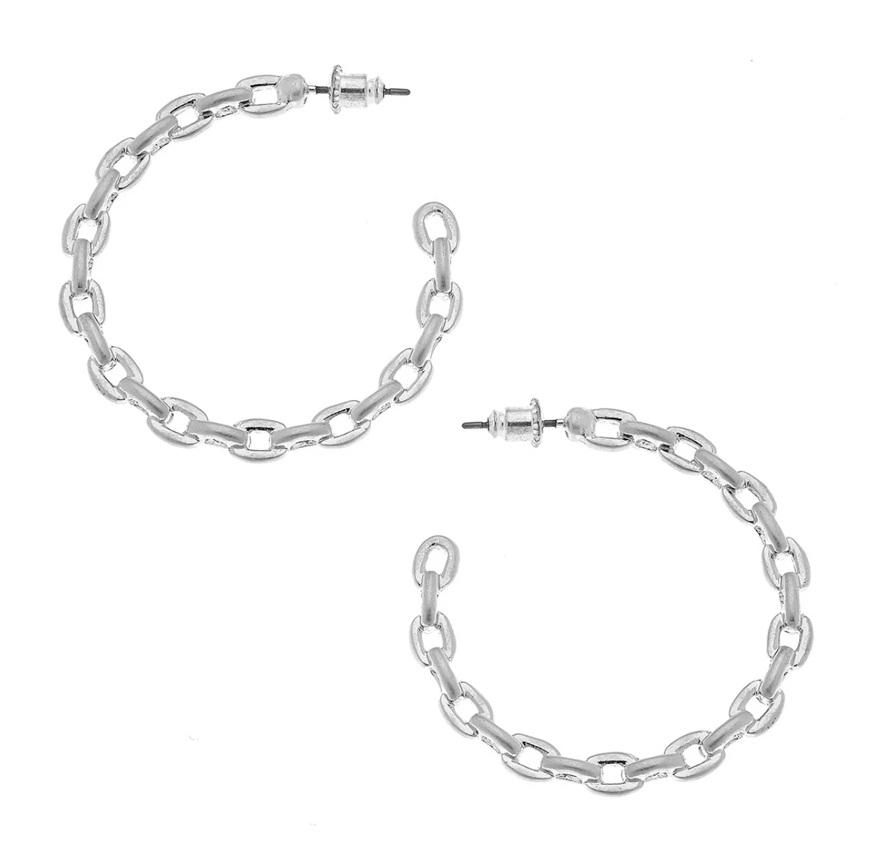 Trish Frozen Chain Silver Hoop Earrings
